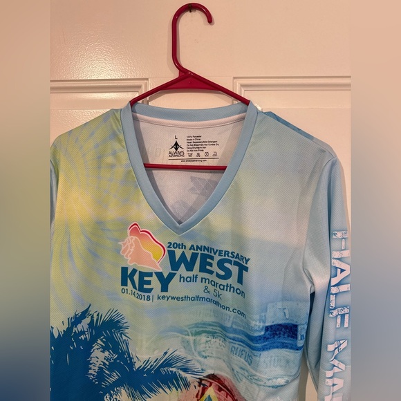 20th Anniversary Key West Half Marathon Long Sleeve Tee - Light Blue/Yellow - Picture 2 of 8